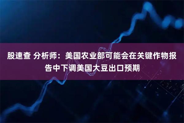 股速查 分析师：美国农业部可能会在关键作物报告中下调美国大豆出口预期